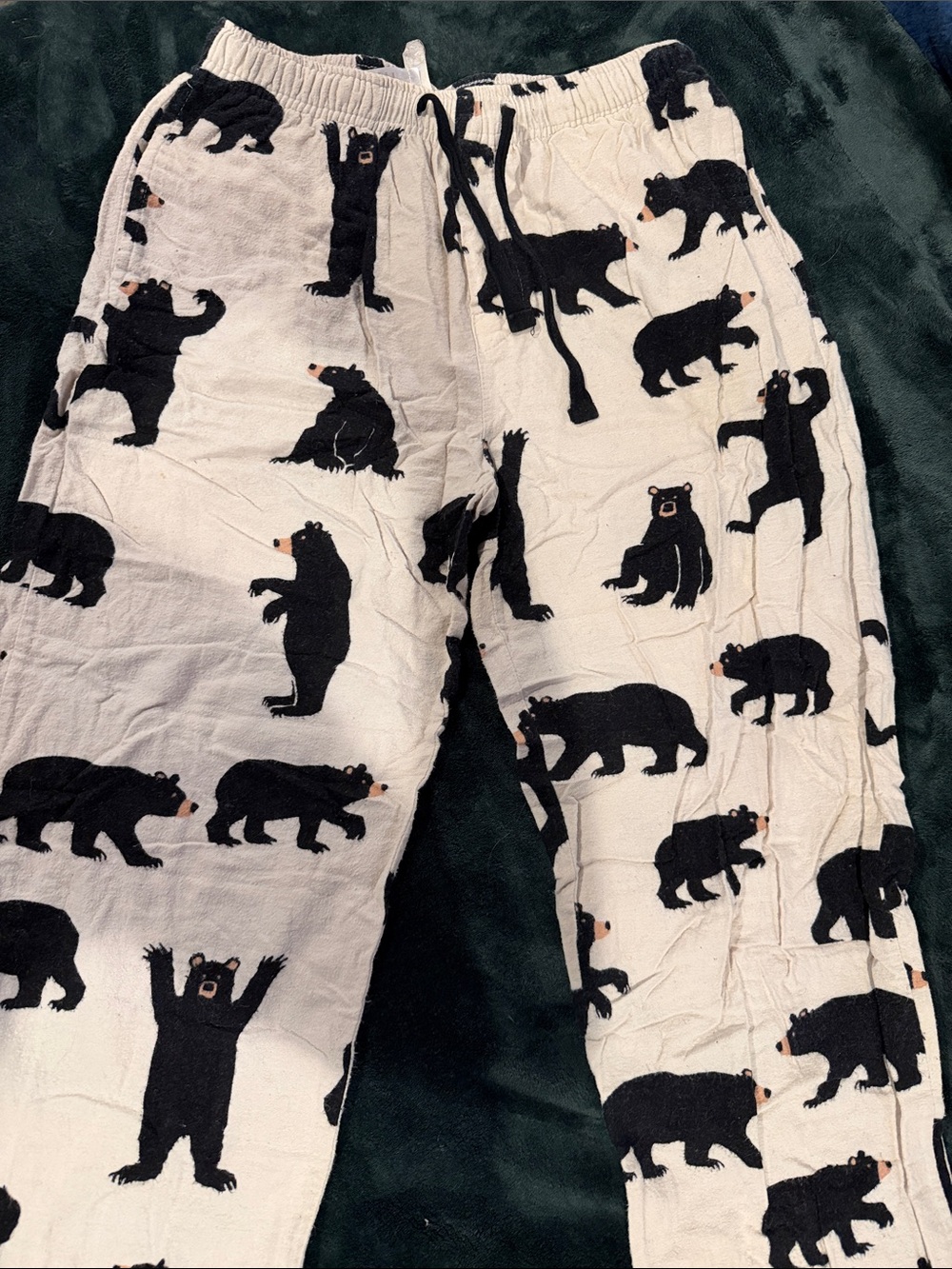 Adult Bear Print White Pajama Pants - Cozy Sleepwear